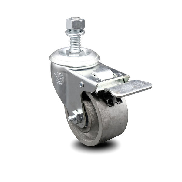 Service Caster Semi Steel Swivel TS Caster w/Roller Bearing-3" Wheel&1/2" Stem w/Total Lock BRK SCC-TSTTL20S315-SSR-121315